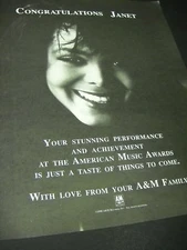 JANET JACKSON 1990 promo poster ad AMA Stunning Performance
