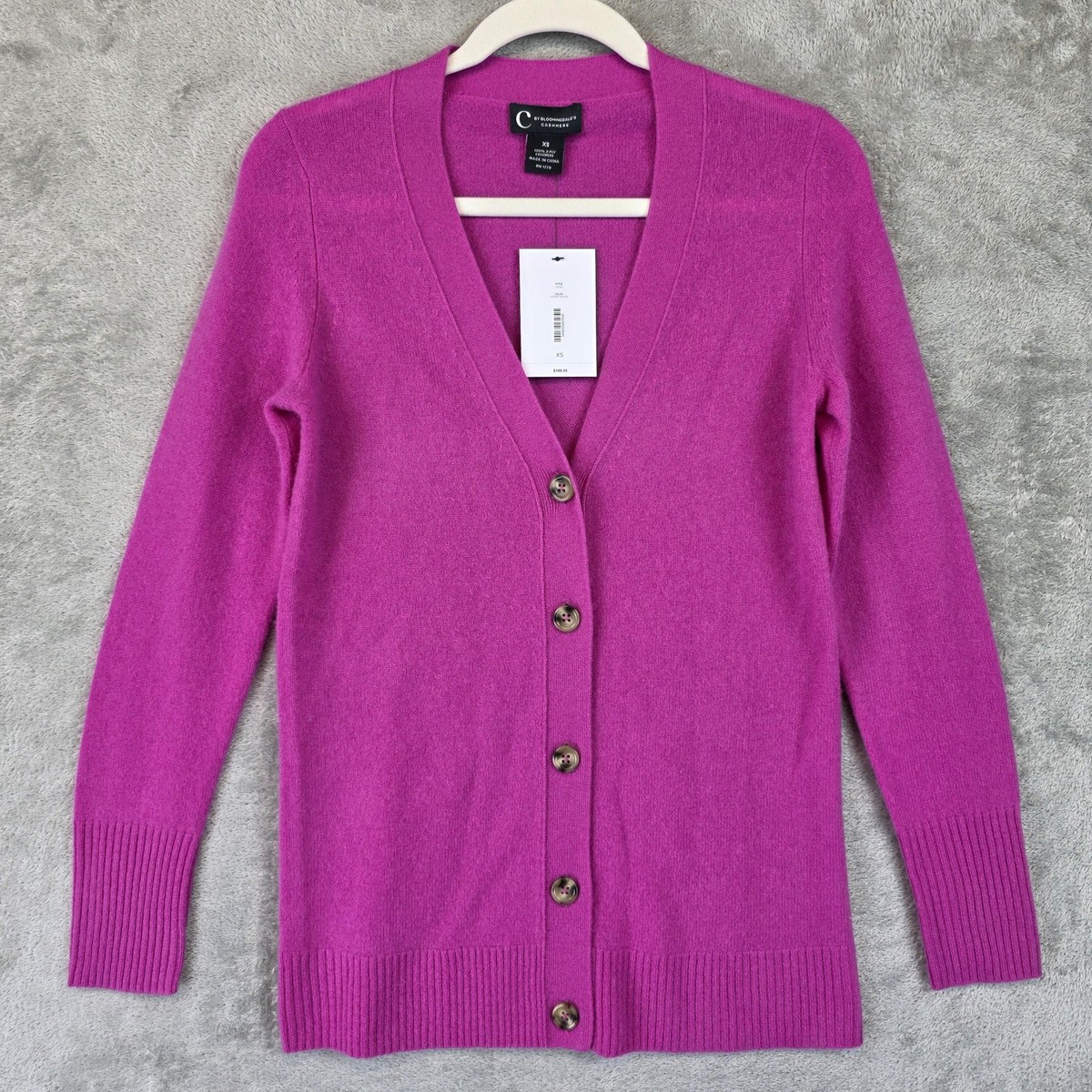 C by Bloomingdale's Sweater Womens XS Cashmere Cardigan Cherry