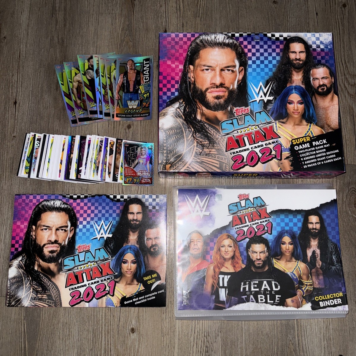 Topps WWE Slam Attax 2021 Edition 145 WWE Cards 7 Giant Cards Binder & Game  Mat