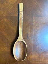 Vintage Hand Carved Mahogany Salad Utensil Server