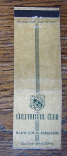 ST. LOUIS MISSOURI MATCHBOOK COVER: COLUMBIAN CLUB EMPTY MATCHCOVER M