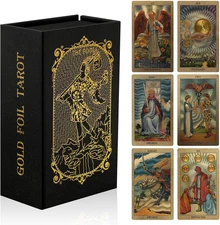 78 Tarot Cards with Guide Book,Rider Waite Tarot Deck,Gold Foil Tarot Cards D...