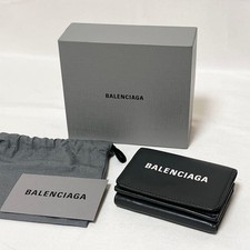Auth Balenciaga Compact Tri-fold Wallet Leather Gray 511921 Used