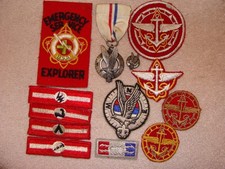 1950's BSA SILVER AWARD Explorer MEDAL, & PATCHES Complete SET + EMERGENCY SERV