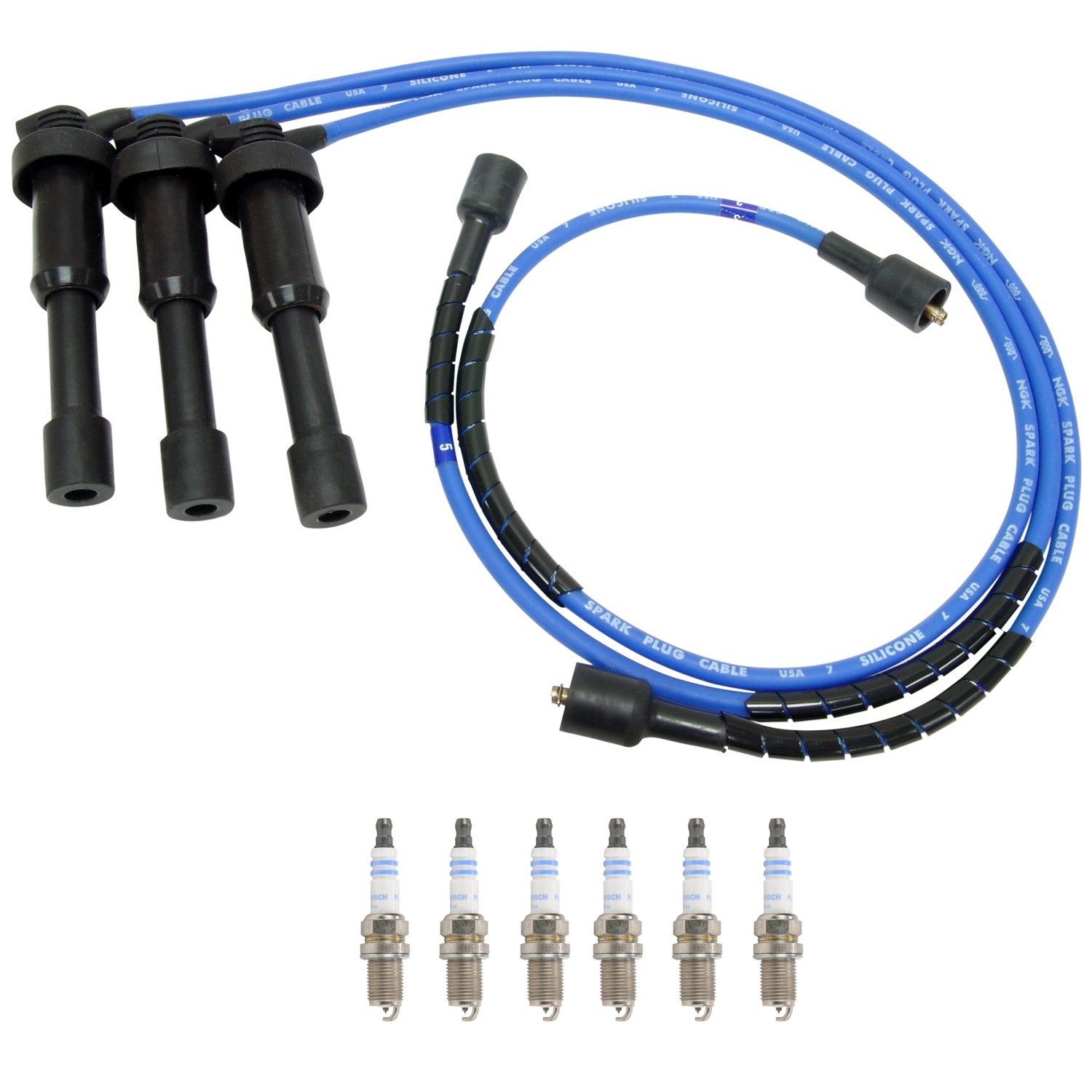 NGK Wire Set  Bosch 6 Platinum Spark Plugs Kit for Amanti Santa Fe XG350 3.5 V6