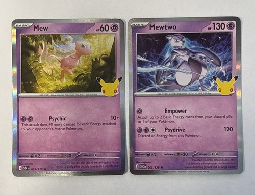 Pokemon TCG 30th Anniversary Holo Mew 65 & Mewtwo 63