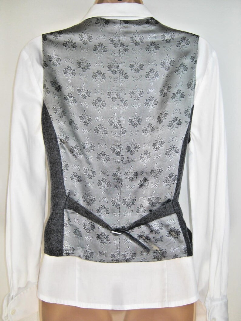 LAURA ASHLEY Vintage English Country Style Grey Wool Waistcoat, UK10/12 image 2