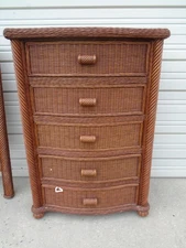 Wicker Chest of Drawers Tall dresser West Indies Rattan Tropical Beach Highboy