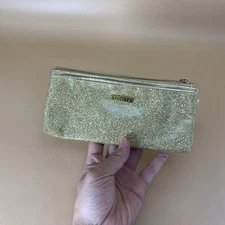 Modella  Make-up / Pen Bag Gold Glitter Lined Gold Logo Party Club Evening