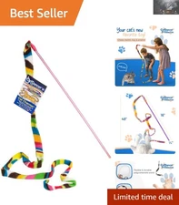Interactive Cat Charmer Teaser Wand – Colorful & Safe Toy for All Breeds
