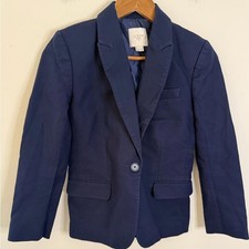 J. Crew Factory navy blue blazer preppy lined pockets SZ 0