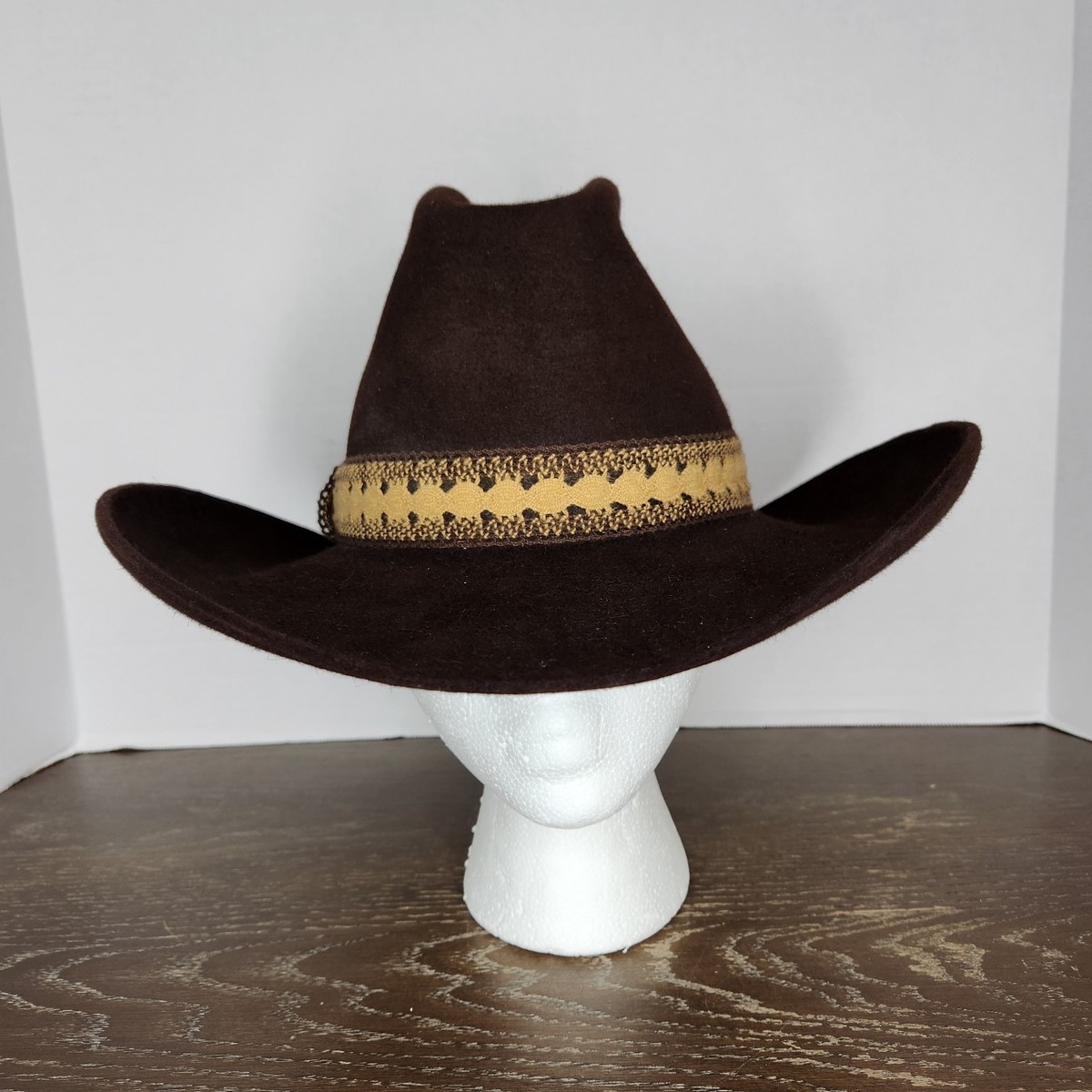 Vintage STETSON Cowboy Hat 3X Beaver Felt Chocolate Brown Size 7