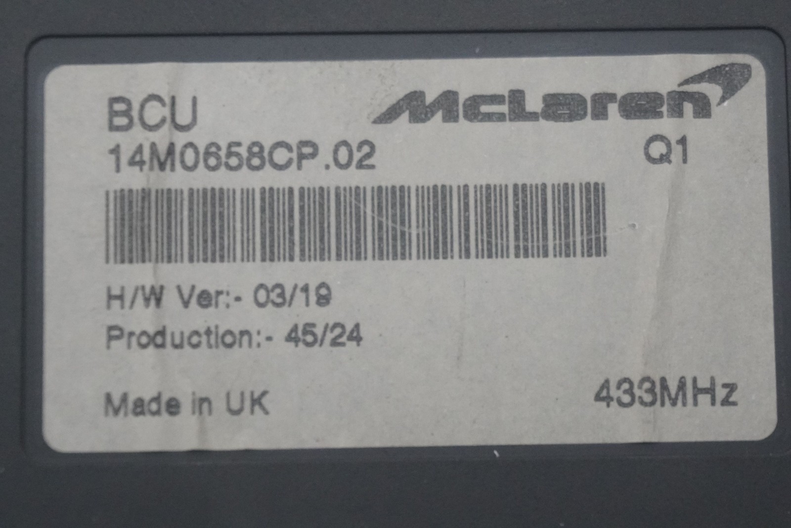 McLaren 750S Spider 2025 Body control module P/N 14M0658CP