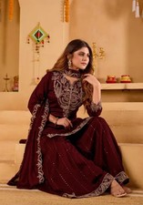 Women Tranding Designer Embroidered Kurta With Sharara Designer Dupatta Set.size
