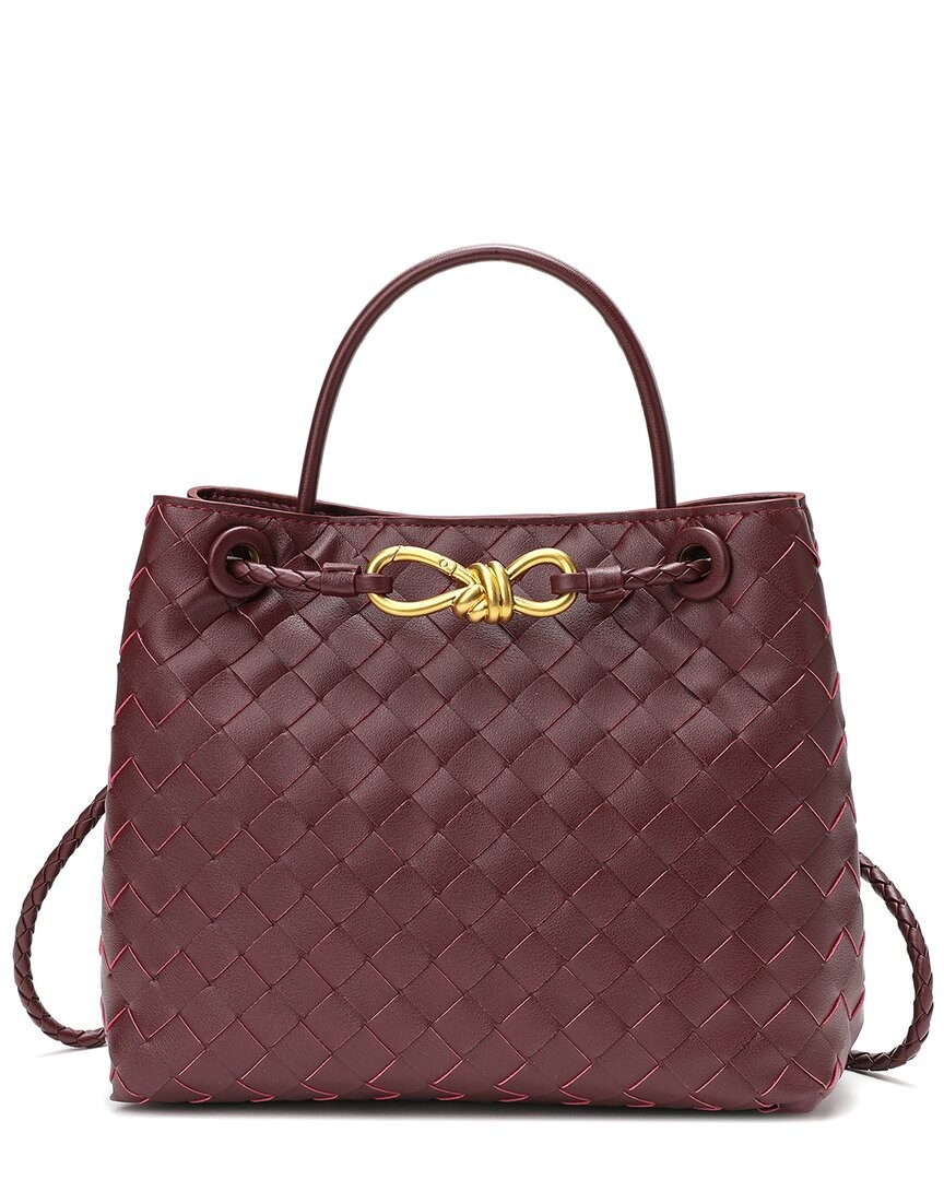 Tiffany & Fred Paris Woven Leather Top Handle Shoulder Bag Women's Red Os