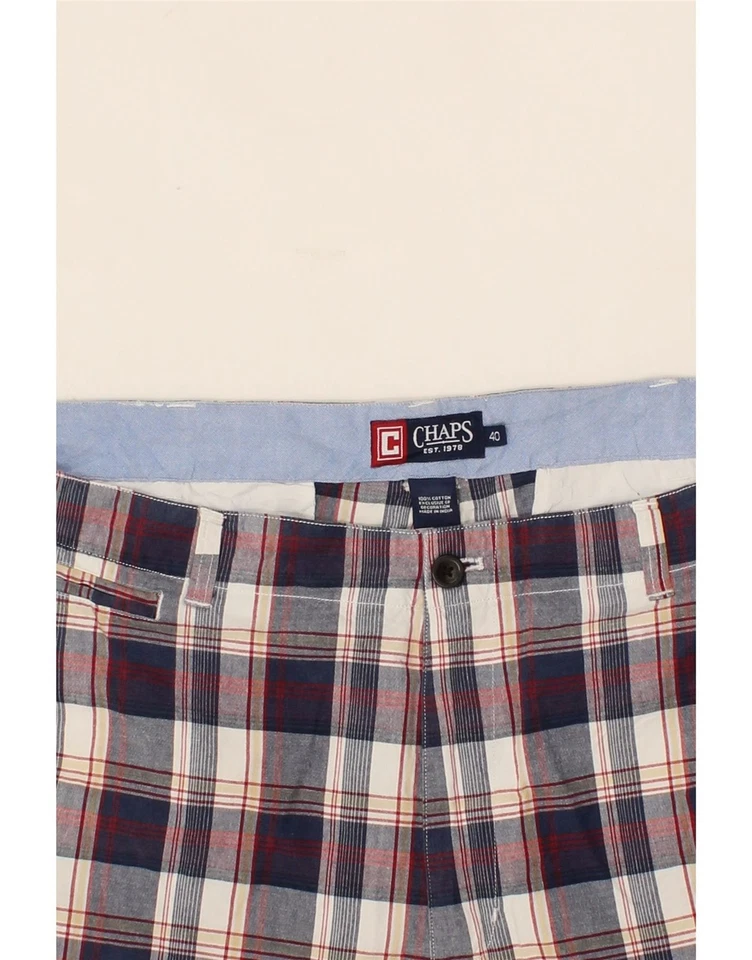 Pantalones cortos chinos CHAPS para hombre W40 XL azul marino a cuadros algodón BR01 Foto 3 de 3
