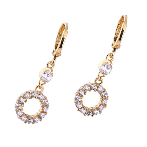 1Pair Women Round White Zircons Earrings Hollow Hanging Ear Rings Ear Studs - Picture 7 of 12