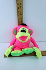 Vintage 1994 Fisher Price Puffalump 12" Chattering Chimp Neon Pink Plush Monkey