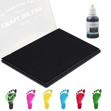 Ink Pad Large Washable Black 5"x4'' with 30ml Premium Refill Ink
