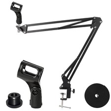 Boom Arm Microphone Mic Stand, Flexible Long Arm Clamp Clip Stand with Mount ...