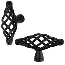 10 Pack Classic Cage Door Knobs 64mm Black - Decorative Steel Knob Handles