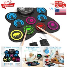 Ekemond 9-Pad Electronic Drum Set with Headphone Jack & Rechargeable Battery