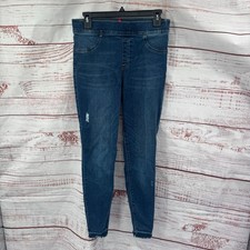 SPANX Distressed Denim Jeggings Mid Rise Skinny Leg Womens Size Large
