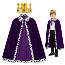 King Costume, Purple King Robe and Crown Set for Royal Cosplay, Medieval Them...