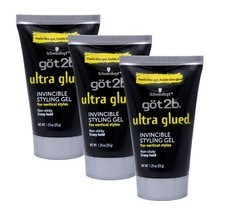 3 Pack Got2b Ultra Glued Invincible Styling Gel 1.25oz Schwarzkopf Hair Gel