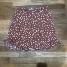 Abercrombie  Fitch Floral Ruffle Hem Mini Skirt Coral Feminine Y2K Medium