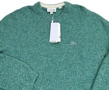 Lacoste Classic Fit Crewneck Sweater L Large Extra Fine Merino Wool Green NEW