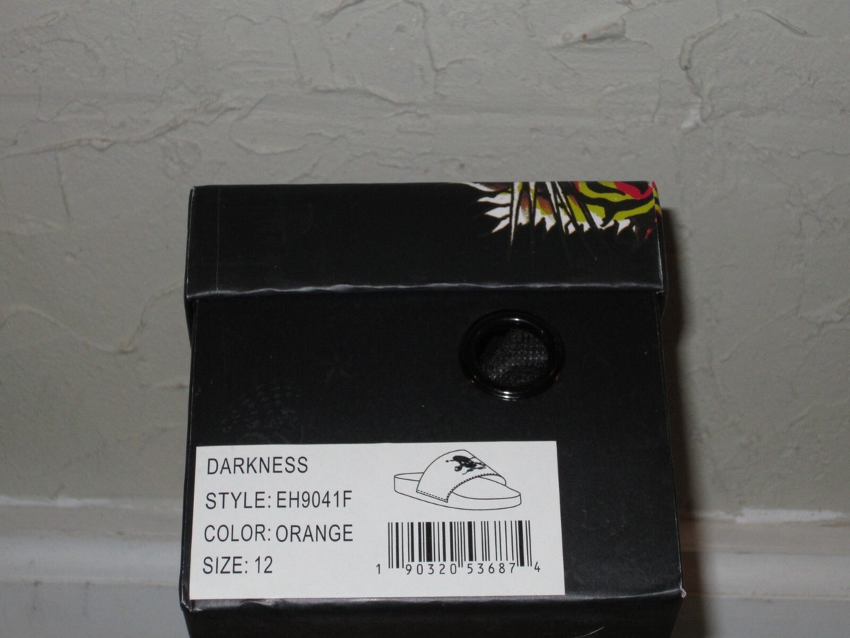 Men\'s‎ Ed Hardy Yellow With Blue Skulls Slides Sz 13 Ed Hardy Darkness Skull Slides Sandal Blue/Orange - Men main image 2