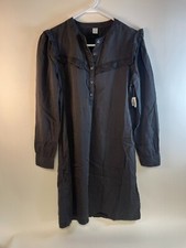 Old Navy Dress Women's XS Black Chambray Button Up Long Sleeve Knee Length NWT