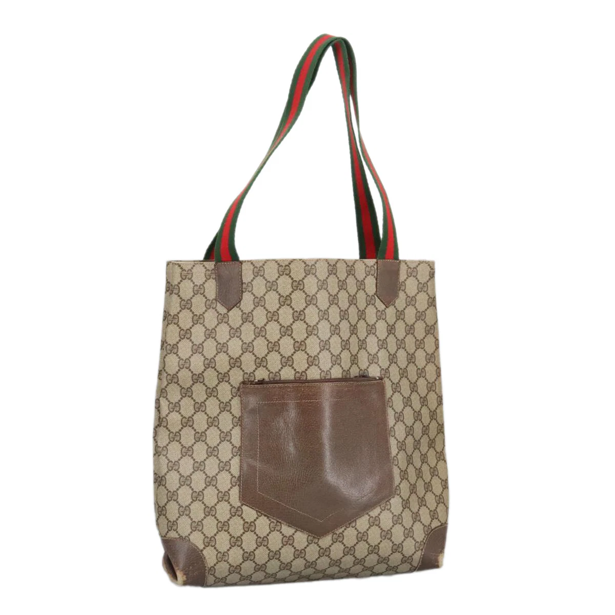 Sac fourre tout GUCCI GG Supreme Web Sherry Line PVC beige rouge vert authentique 99410