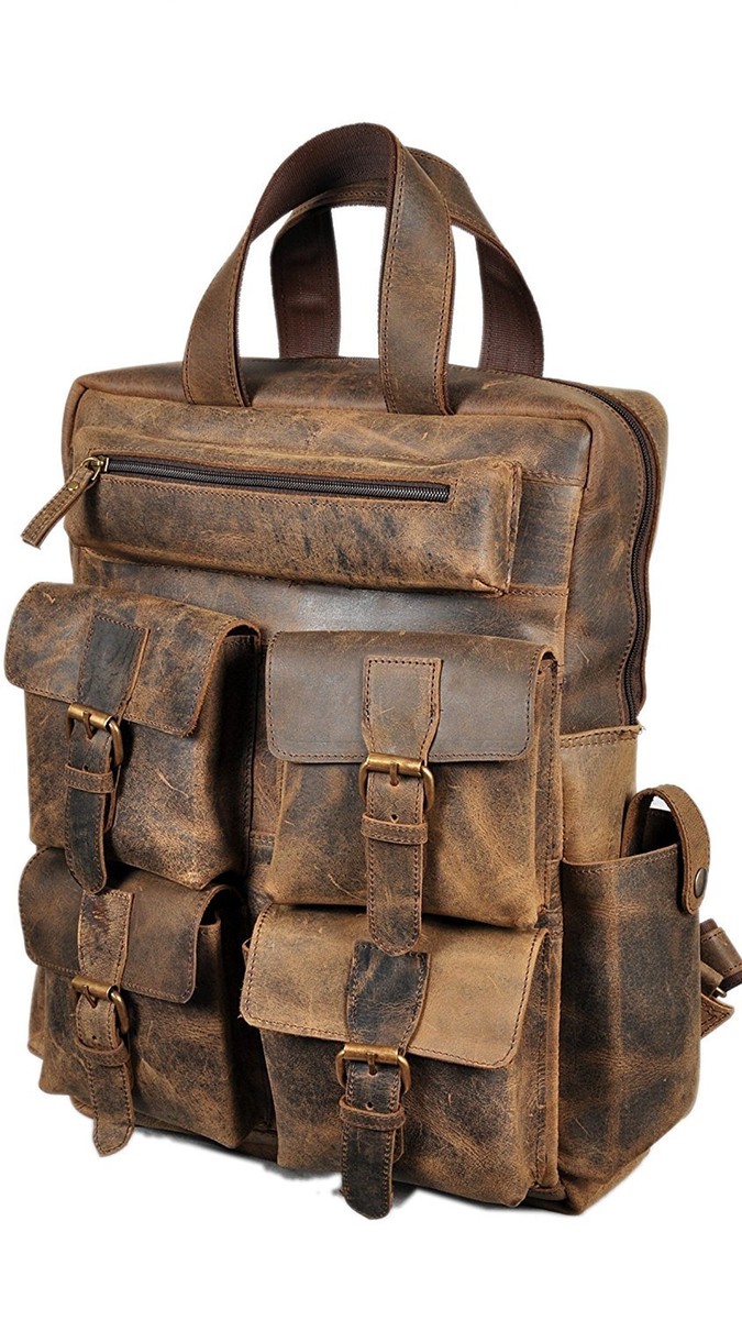 Men's Real Leather Backpack 17