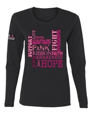 Breast Cancer Awareness Words of Encouragement Distressed Women Long Sleeve