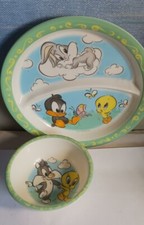 Baby Looney Tunes Tweety /Sylvester Bowl Plate 1998 Warner Brothers Zak Designs