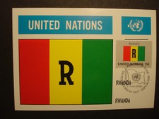 UNITED NATIONS 1980 :NY MAXIMUM CARD, MC, FDC, FLAG SERIES  RWANDA / RUANDA 