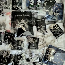 10-40 PAIRS Earrings LOT Gothic Punk Rock Wiccan Skulls Tools Halloween Mystery
