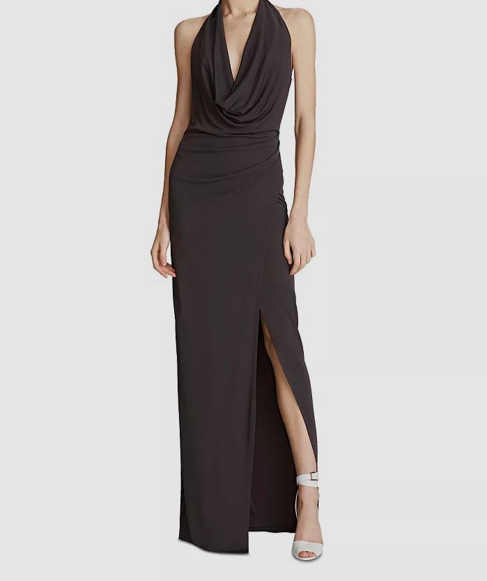 slim fit dress slacks Scrunch Tie Halter Matte Jersey Dress Red / Medium main image 1