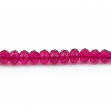 Fuchsia Pink Transparent - 25 7x5mm Rondelle Disc Czech Glass Fire Polish Beads