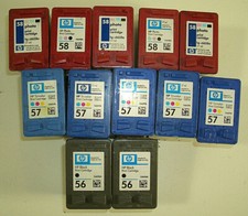 LOT OF 12 HP56,57,58 EMPTY PRINTER INK CARTRIDGES FOR REFILL
