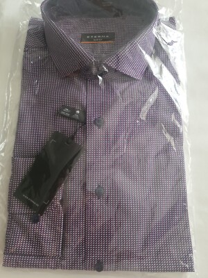 Herren 16,5'' Eterna Slim Fit Langarm Hemd Rot/Blau Print 3829/57
