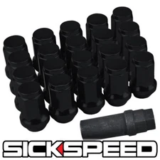 SICKSPEED 20 PC BLACK STEEL LOCKING HEPTAGON SECURITY LUG NUTS LUGS 12X1.5 L07