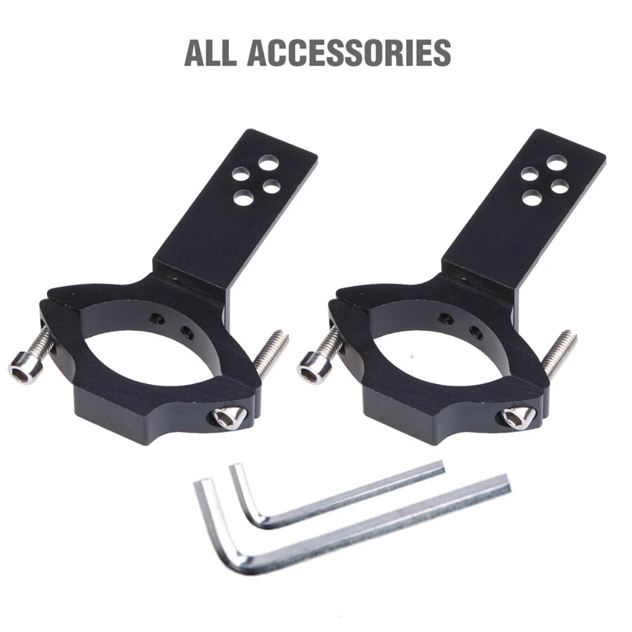 Pair Motorcycle Headlight Mount Bracket 22-36mm Tube Fork Spotlight Holder Clamp - Image 2 of 4