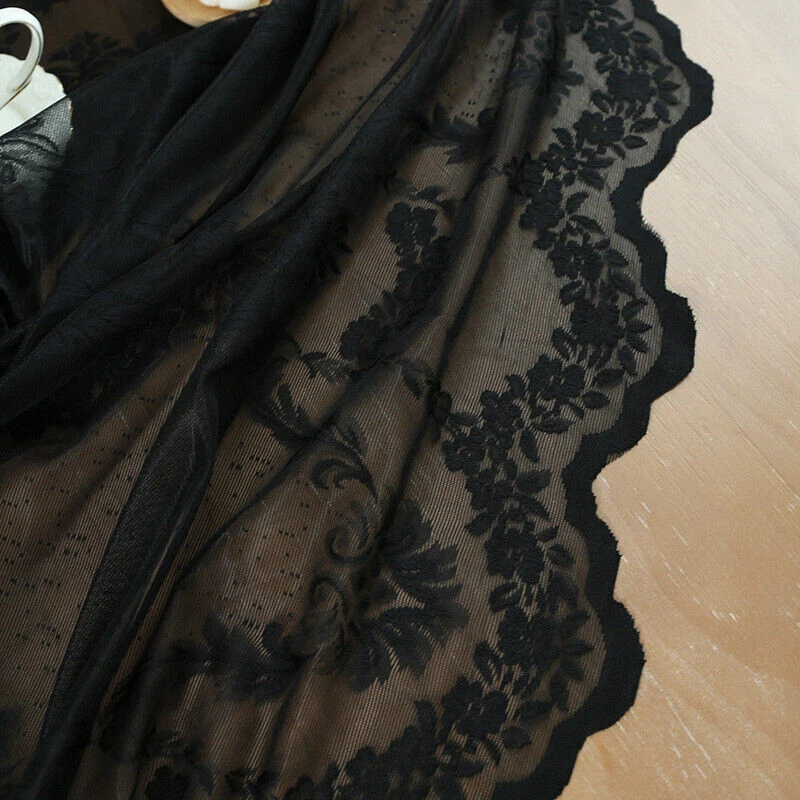 Black Vintage Embroidered Lace Tablecloth Dining Table Cover Party Home Decor - Image 2 of 4