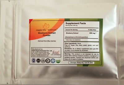 Blueberry Extract Powder  25% Anthocyanidins  Pure & High Quality 