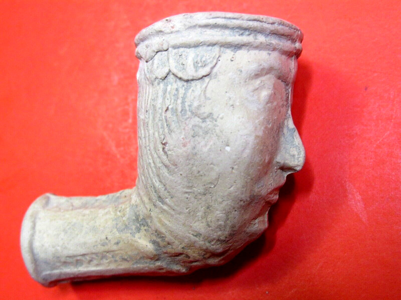RARE ANTIQUE REV CIVIL WAR ERA CLAY PIPE FACE FRENCH TRADE INDIAN OHIO GENUINE