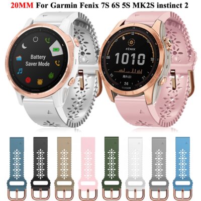 Lace Silicone Watch Band for Garmin Fenix 8 43mm 7S 6S Pro 5S 2S Quickfit Strap