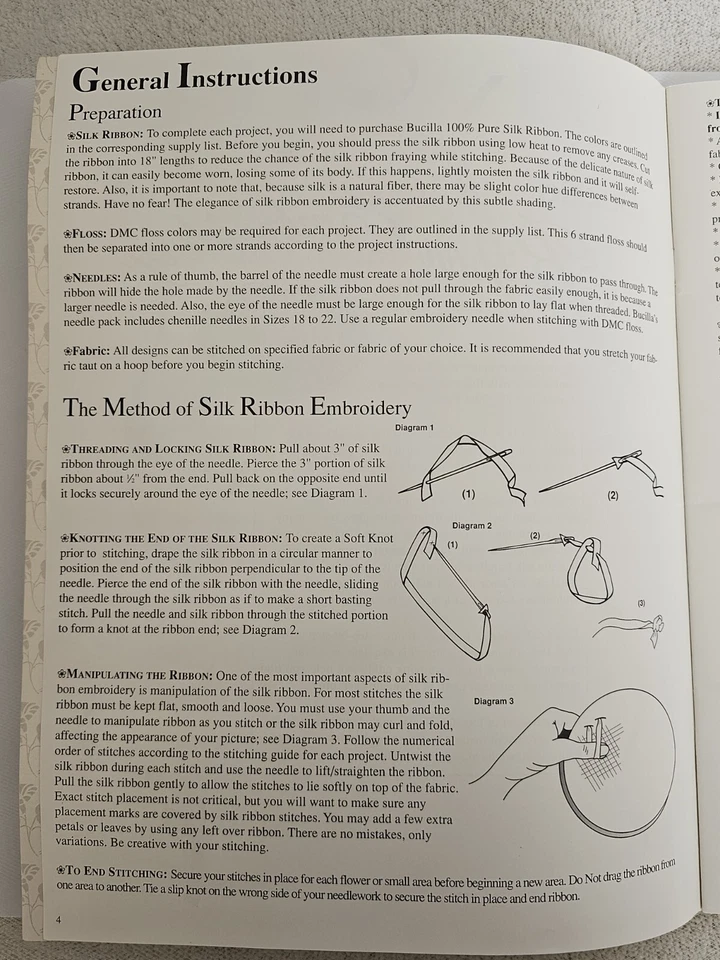 Bucilla Vintage Ribbon Embroidery Craft Stitch 18 Pattern Booklet 8.5x11 1994 - Image 3 of 4